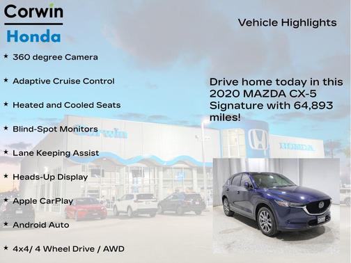Deep Crystal Blue Mica 2020 Mazda CX-5 Signature