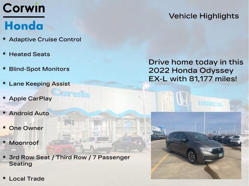 Modern Steel Metallic 2022 Honda Odyssey EX-L