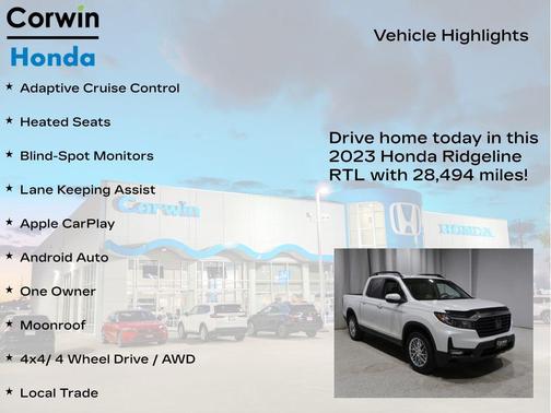 Platinum White Pearl 2023 Honda Ridgeline RTL