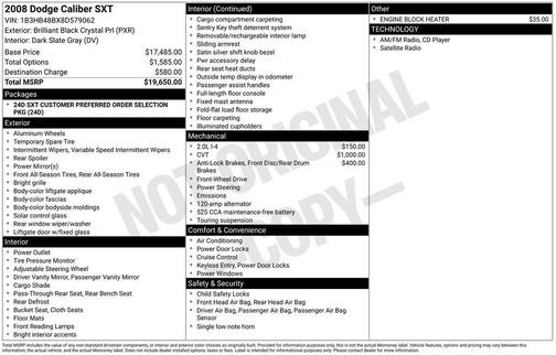 Brilliant Black Crystal Pearlcoat 2008 Dodge Caliber SXT