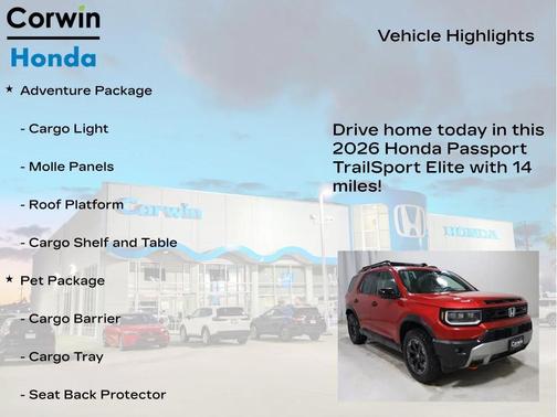Radiant Red II 2026 Honda Passport AWD TrailSport Elite