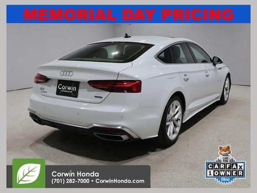 Glacier White Metallic 2024 Audi A5 Sportback 45 S Line Premium Plus
