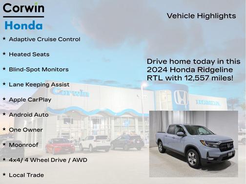Sonic Gray Pearl 2024 Honda Ridgeline RTL