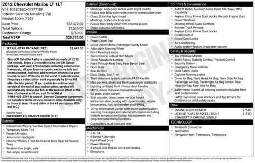 2012 Chevrolet Malibu 1LT