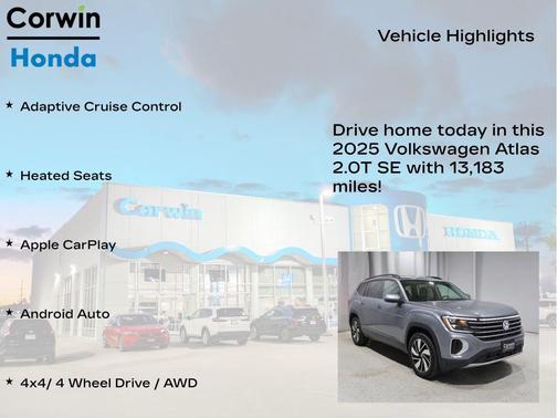 Platinum Gray Metallic 2025 Volkswagen Atlas 2.0T SE w/Technology 4MOTION