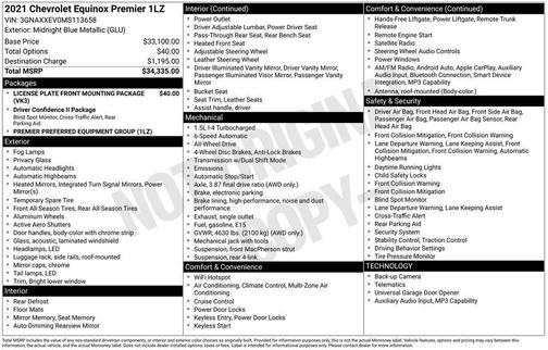 Midnight Blue Metallic 2021 Chevrolet Equinox Premier w/1LZ