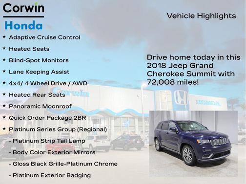 True Blue Pearl 2018 Jeep Grand Cherokee Summit
