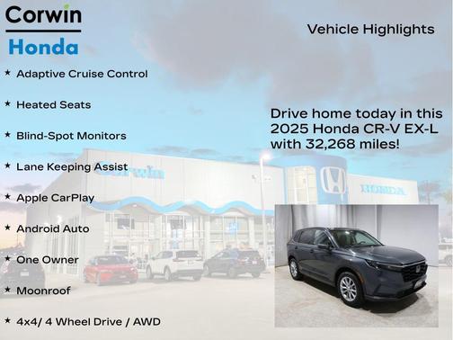 Urban Gray Pearl 2025 Honda CR-V EX-L AWD
