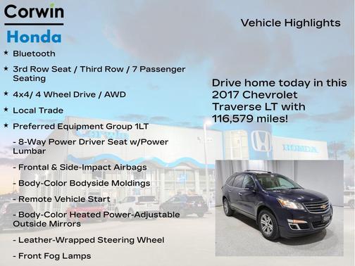 Blue Velvet Metallic 2017 Chevrolet Traverse 1LT