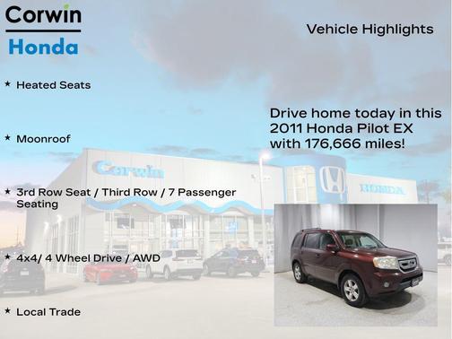 Dark Cherry Pearl 2011 Honda Pilot EX