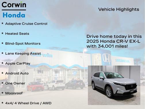 Solar Silver 2025 Honda CR-V EX-L AWD