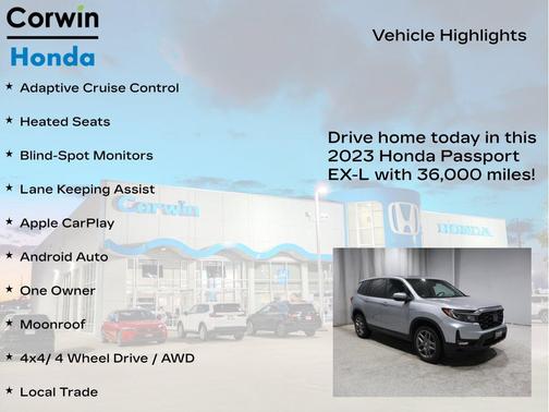 Lunar Silver 2023 Honda Passport AWD EX-L
