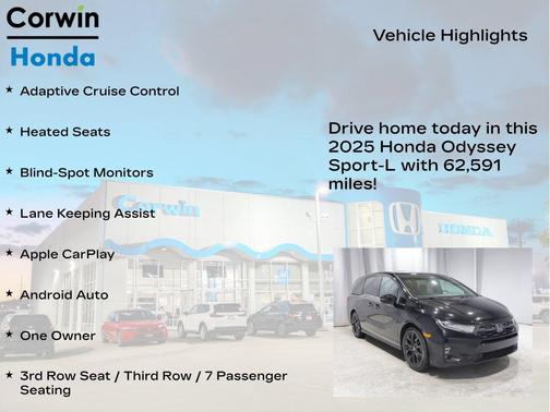 Crystal Black Pearl 2025 Honda Odyssey Sport-L