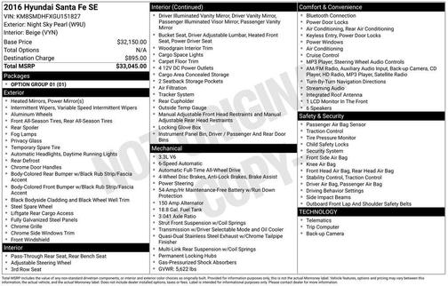 2016 Hyundai SANTA FE SE