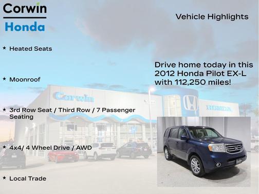Bali Blue Pearl 2012 Honda Pilot EX-L