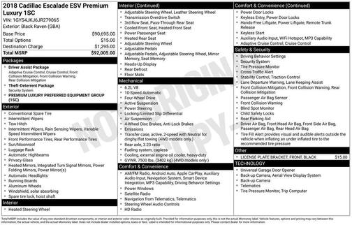 Black Raven 2018 Cadillac Escalade ESV Premium Luxury