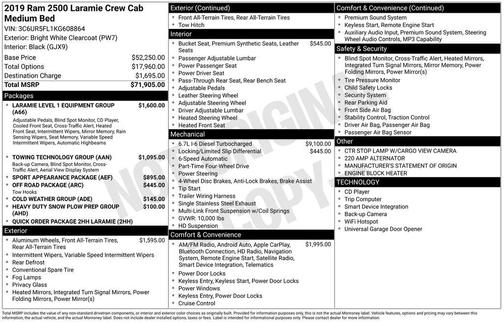 Bright White Clearcoat 2019 RAM 2500 Laramie Crew Cab 4x4 6'4' Box