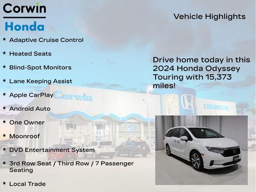 Platinum White Pearl 2024 Honda Odyssey Touring