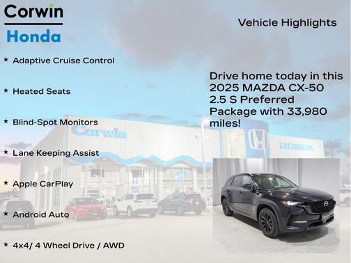 Jet Black Mica 2025 Mazda CX-50 2.5 S Preferred Package