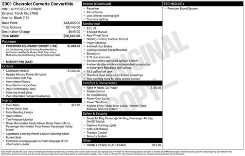 2001 Chevrolet Corvette Base