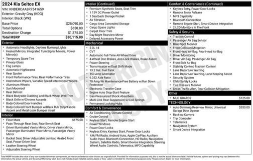 Gravity Gray 2024 Kia Seltos EX