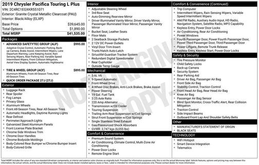 2019 Chrysler Pacifica Touring-L Plus