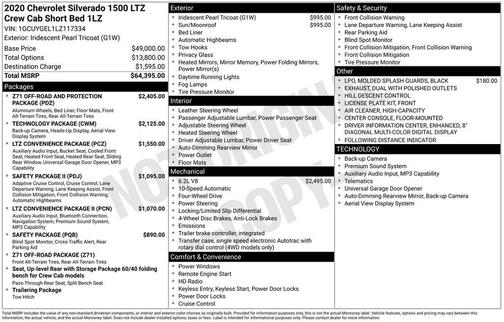 Iridescent Pearl Tricoat 2020 Chevrolet Silverado 1500 LTZ