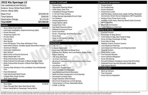 Snow White Pearl 2022 Kia Sportage LX
