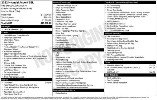 Pomegranate Red 2022 Hyundai Accent SEL