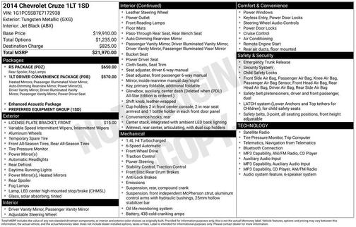 Tungsten Metallic 2014 Chevrolet Cruze 1LT
