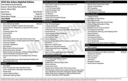 Snow White Pearl 2022 Kia Seltos Nightfall Edition