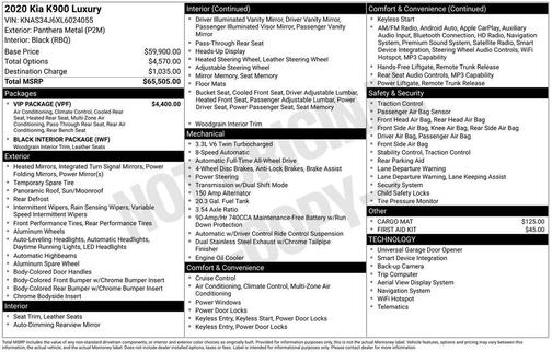 2020 Kia K900 Luxury