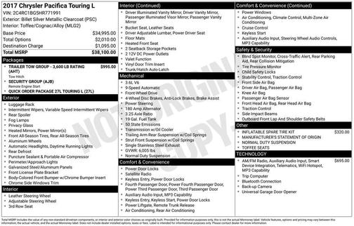2017 Chrysler Pacifica Touring-L