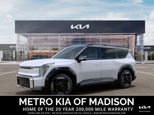 Glacier White Pearl/Ebony Black Roof 2026 Kia EV9 GT-Line
