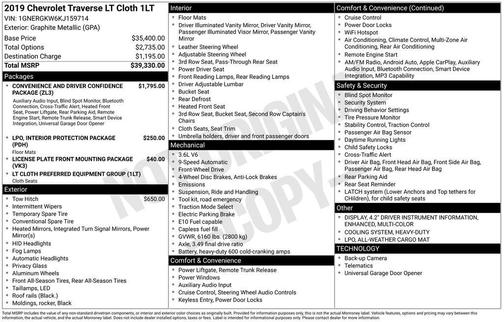 2019 Chevrolet Traverse LT Cloth