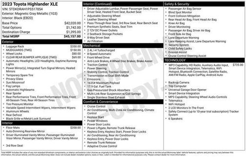 Magnetic Gray Metallic 2023 Toyota Highlander XLE