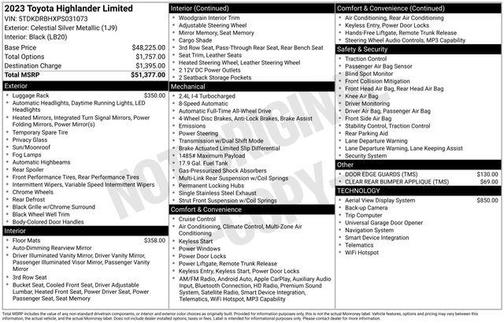 Celestial Silver Metallic 2023 Toyota Highlander Limited