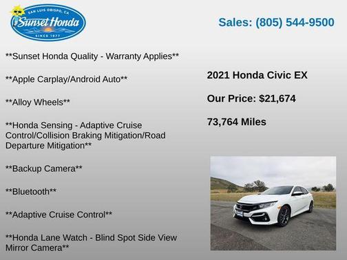 White 2021 Honda Civic EX
