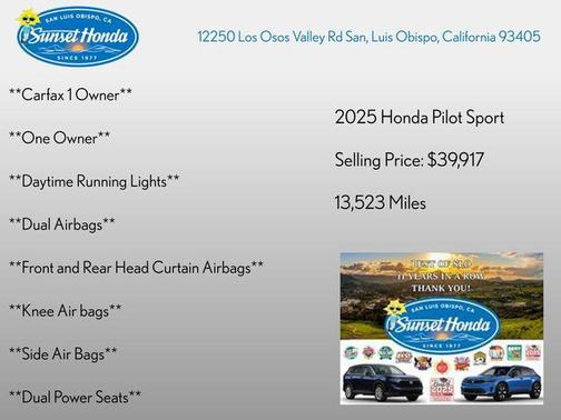 White 2025 Honda Pilot Sport