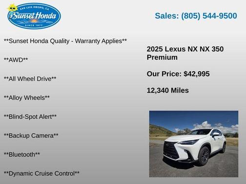 White Pearl 2025 Lexus NX 350 Premium