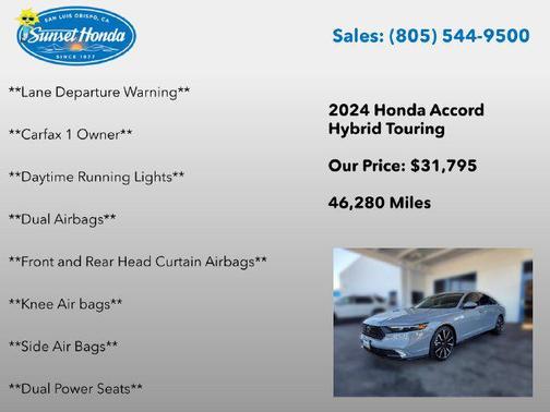 Gray 2024 Honda Accord Hybrid Touring