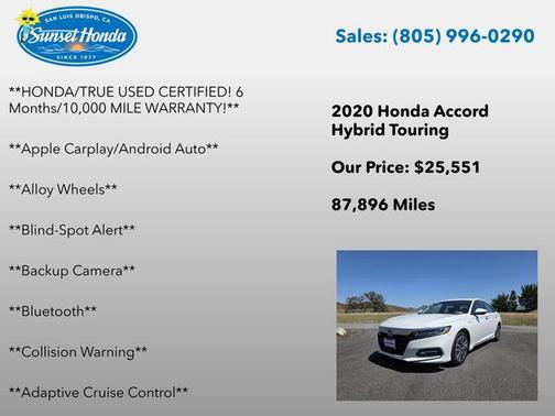 White 2020 Honda Accord Hybrid Touring