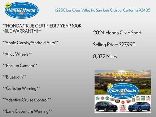 White 2024 Honda Civic Sport