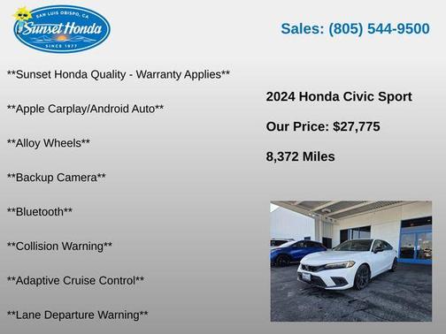 White 2024 Honda Civic Sport