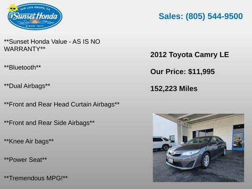 Magnetic Gray Metallic 2012 Toyota Camry LE