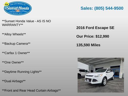 Oxford White 2016 Ford Escape SE