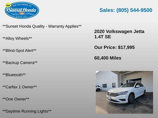 Pure White 2020 Volkswagen Jetta 1.4T S