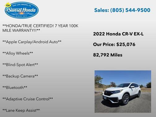 White 2022 Honda CR-V AWD EX-L
