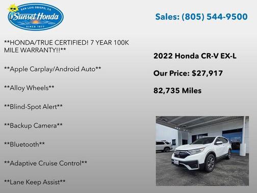 White 2022 Honda CR-V AWD EX-L