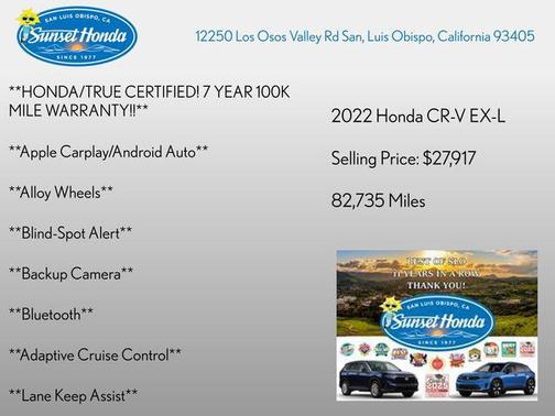 White 2022 Honda CR-V AWD EX-L